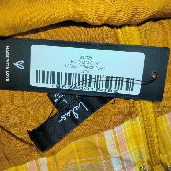 Lulus Skirt Womens Large Multi Plaid Orange Academia Anime School Girl Uwu NEW - Picture 11 of 12